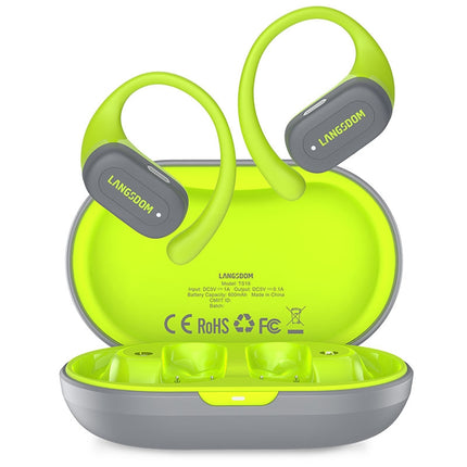 68Langsdom TS19 Bluetooth ear hook earphones noise reduction (gray/green)