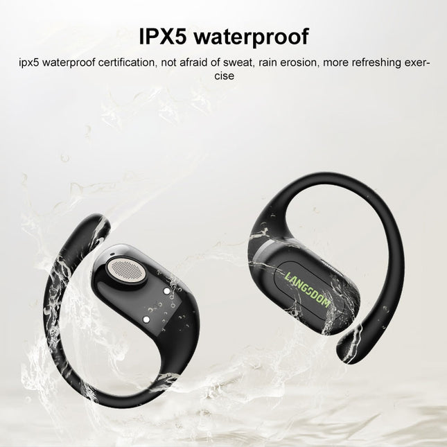 68Langsdom TS19 Bluetooth ear hook earphones noise reduction (gray/green)