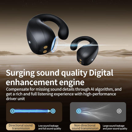 123Lenovo TC3403 écouteurs TWS à clip oreille ouverts ENC Bluetooth 5.3 (noir)