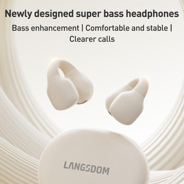 35Langsdom TS03 Pro wireless clip-on Bluetooth earphones (beige)