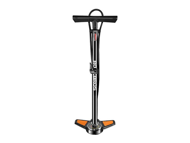 Fotpumpe med manometer for Presta- og Schrader-ventiler fra ROCKBROS