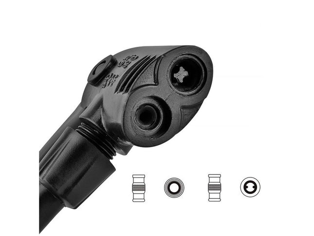 Fotpumpe med manometer for Presta- og Schrader-ventiler fra ROCKBROS