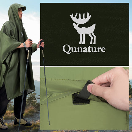 Poncho de Pluie d'Extérieur Multifonction 3-en-1 - Vert
