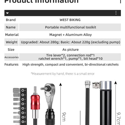 WEST BIKING 4-in-1 dviračių įrankių rinkinys