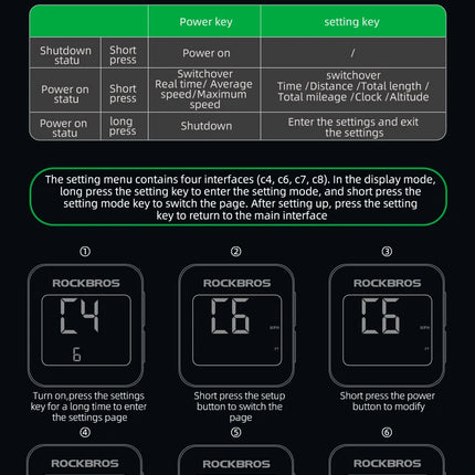 1761 Contador de Bicicleta GPS Impermeable