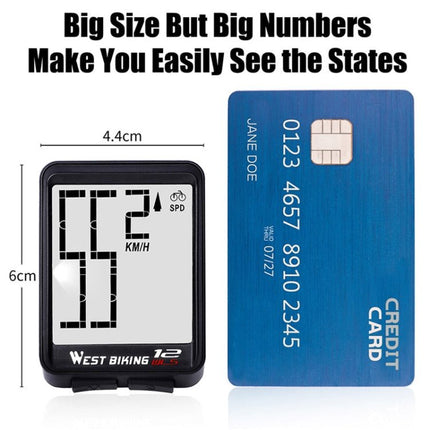 Belaidis dviračio skaitiklis WEST BIKING (Didelis ekranas)