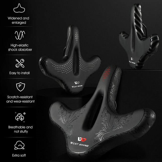 1973Sella bici confortevole ergonomica impermeabile larga