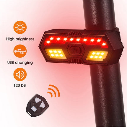 1886 Waterproof LED Bicycle Rear Light USB with Remote Control 5 m and Alarm
