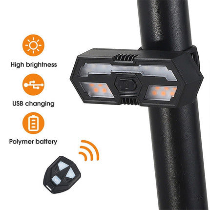 1886 Waterproof LED Bicycle Rear Light USB with Remote Control 5 m and Alarm