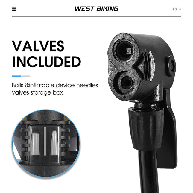 1888 Bicycle foot pump 140 PSI high pressure with pressure gauge