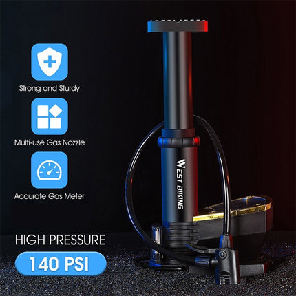 1888Pompe à pied vélo 140 PSI haute pression avec manomètre