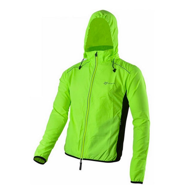 Jaqueta tallavents per a bicicleta amb caputxa verd fluorescent ROCKBROS