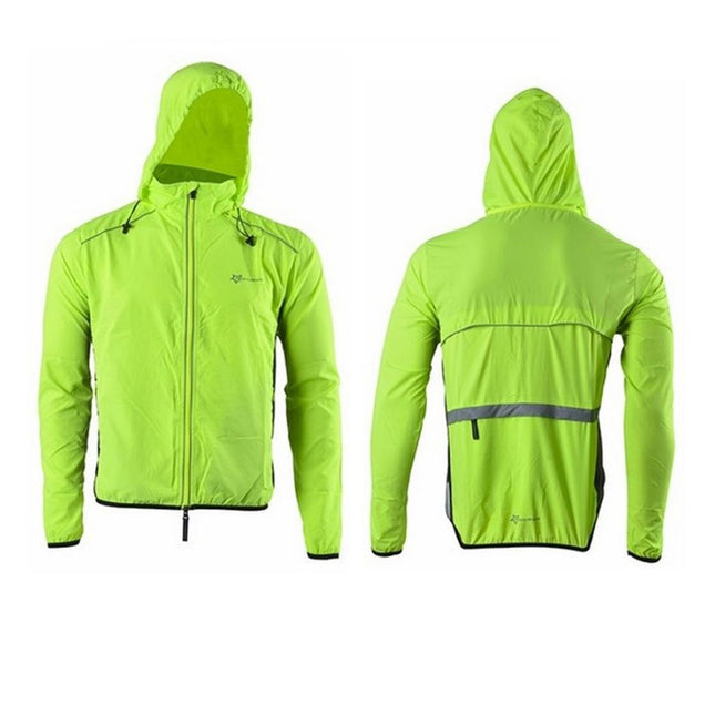 Jaqueta tallavents per a bicicleta amb caputxa verd fluorescent ROCKBROS