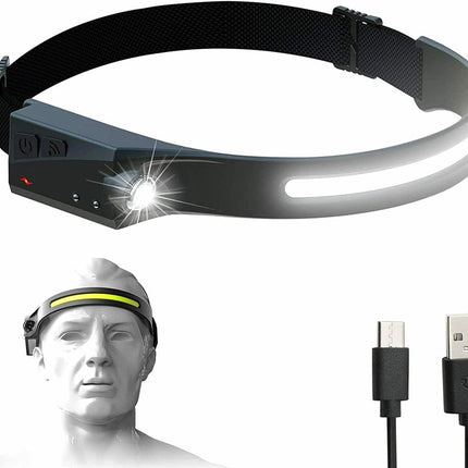 528Lampe frontale LED avec capteur de mouvement IPX4 USB-C 1200 mAh