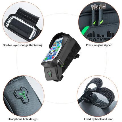 1160Sacoche de cadre de vélo Rockbros  avec housse pour téléphone - noir