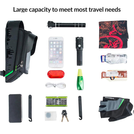 1160Sacoche de cadre de vélo Rockbros  avec housse pour téléphone - noir