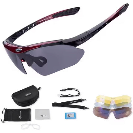 1044Lunettes de vélo polarisées Rockbros 10001 - Noir et rouge
