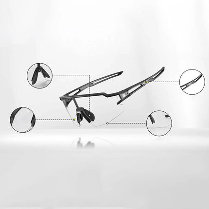 648Lunettes de vélo photochromiques Rockbros 10173 UV400 - noir et rouge