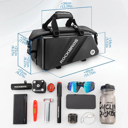 1738Bolsa para bicicleta Rockbros para maletero 11,6 L - Negro