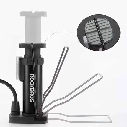 1161Pompe à vélo à pied Rockbros avec manomètre - noir