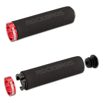 148Rockbros BT1001BKRD Puños de manillar de bicicleta de esponja - Negro y Rojo