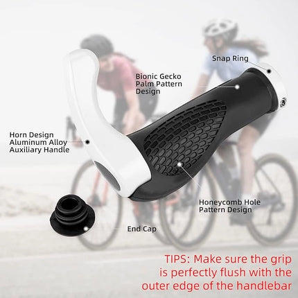 1062Paire de poignées de vélo avec cornes - Blanc