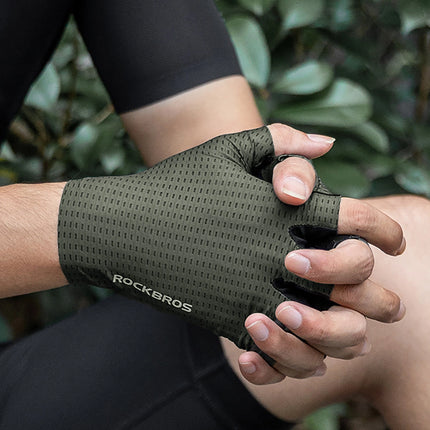 1552 Atmungsaktive kurze Radsporthandschuhe Rockbros - Grün