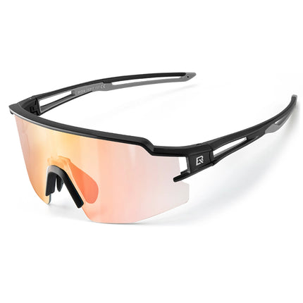 1541Óculos de ciclismo fotocromáticos Proteção UV Lentes laranja - Preto