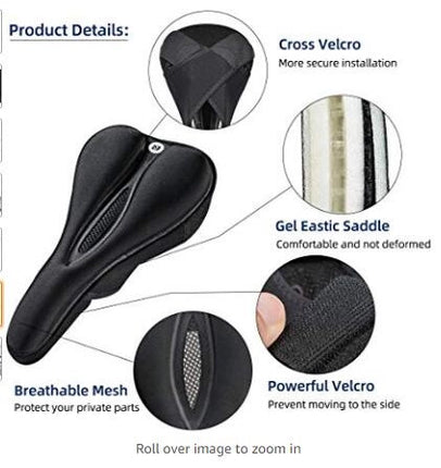 1148Selle de vélo en gel de silicone taille M - Noir