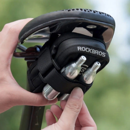 219Sacoche de selle mini Rockbros avec porte-cartouche CO2 Noir/Vert