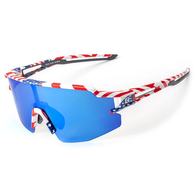 1417 Polarized cycling glasses with UV protection Blue lenses - USA pattern