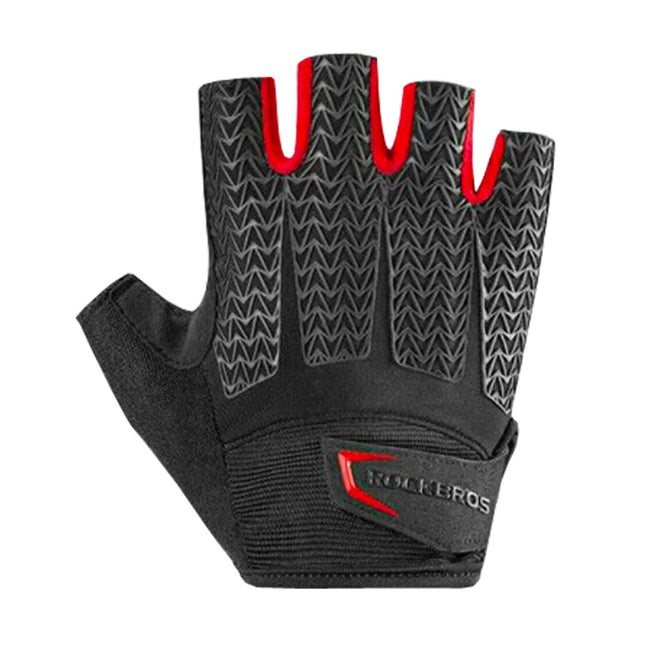 207 Guantes de Ciclismo Rockbros con Inserciones de Gel - Negro y Rojo