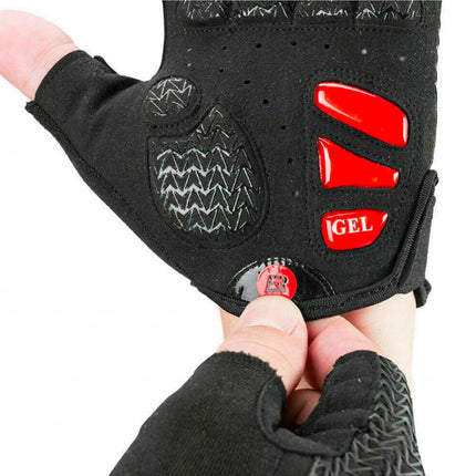 207 Guantes de Ciclismo Rockbros con Inserciones de Gel - Negro y Rojo