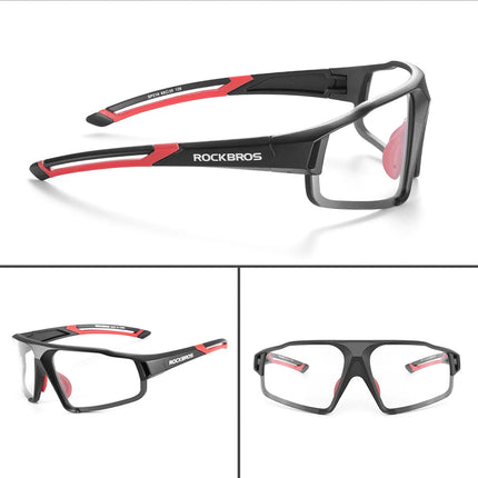 151Gafas de ciclismo fotocromáticas Rockbros SP216BK UV400 - negro y rojo