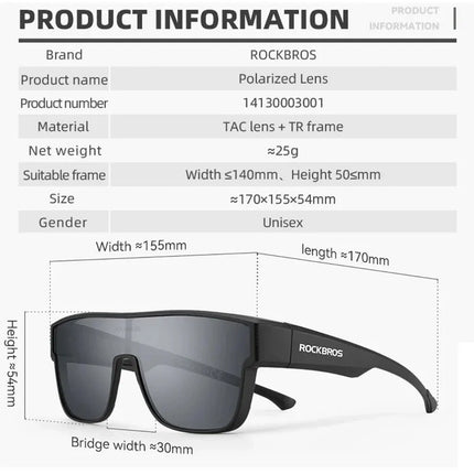 1586Lunettes de cyclisme polarisées Rockbros SP304 - gris