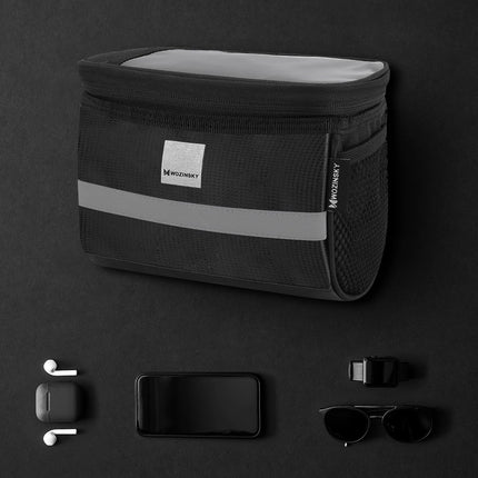 2282Sacoche de guidon de vélo avec pochette téléphone 2L - Noir