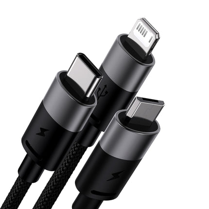Baseus StarSpeed 3 i 1-kabel USB/Micro/Lightning/USB-C 1,2m - Svart