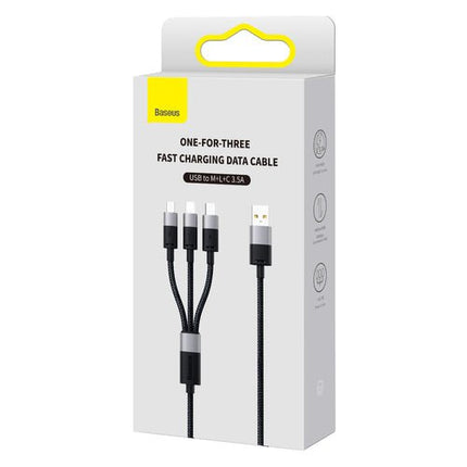 Baseus StarSpeed 3 i 1-kabel USB/Micro/Lightning/USB-C 1,2m - Svart