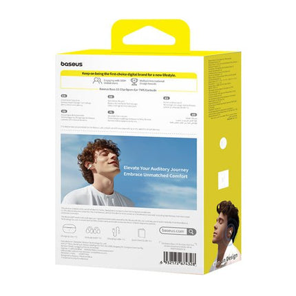 Căști wireless Baseus Bass 15 Clip OWS + cablu USB-C - Alb