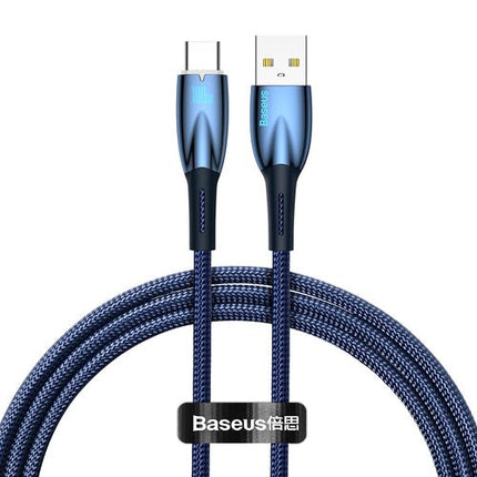 Baseus Glimmer -kaapeli USB-A/USB-C 100W, 1m, sininen