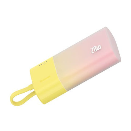 Baseus Popsicle 5200 mAh 20 W, Lightning + USB-C kábel - Sárga-Rózsaszín