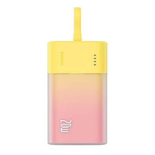 Baseus Popsicle 5200 mAh 20 W, Lightning + USB-C kábel - Sárga-Rózsaszín