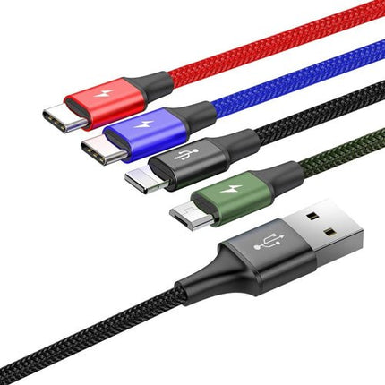 Baseus 4-in-1-kaapeli Lightning/2x USB-C/micro USB 1,2 m musta