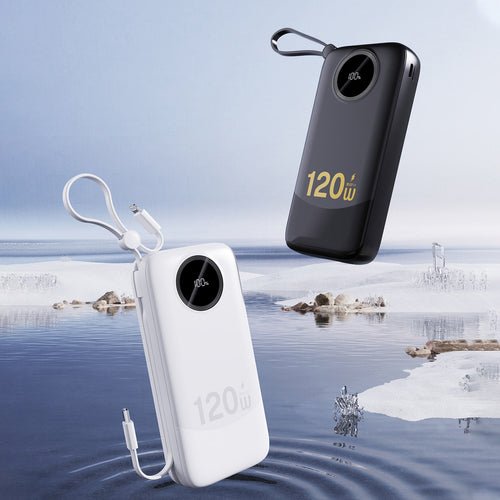 Dudao K13Pro 20000 mAh powerbank, geïntegreerde kabel - Zwart