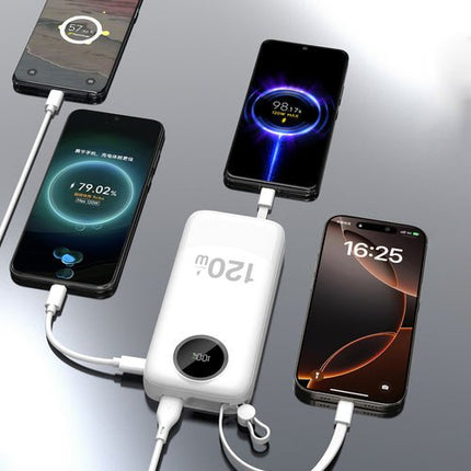 Externe batterij Dudao K13Pro 20 000 mAh, geïntegreerde kabel - Wit