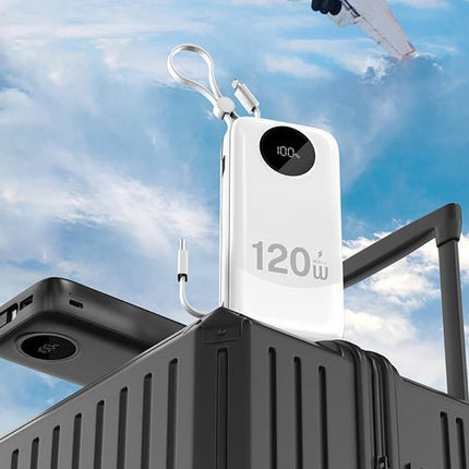 Externe batterij Dudao K13Pro 20 000 mAh, geïntegreerde kabel - Wit