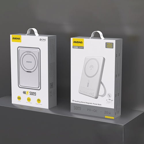 Dudao K28S 20W PD 5000mAh MagSafe akkumulátor + tartó - Ezüst