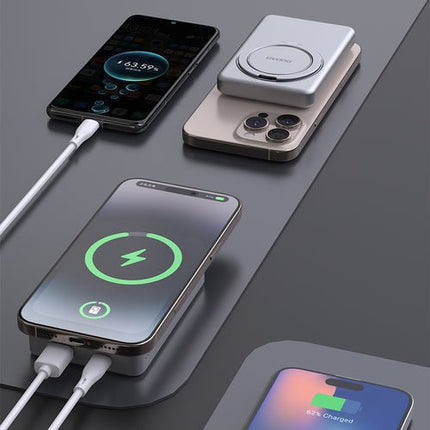 Dudao K28S 20W PD 5000mAh MagSafe akkumulátor + tartó - Ezüst
