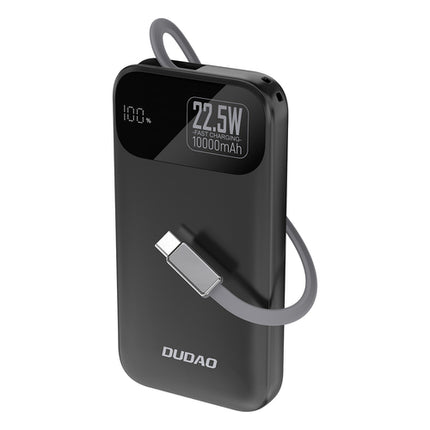 Dudao K31 10000 mAh 22,5 W PD met geïntegreerde kabel - Zwart