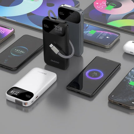 Dudao K31 10000 mAh 22,5 W PD met geïntegreerde kabel - Zwart